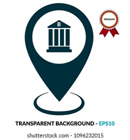 Bank here. Bank symbol and map pointer