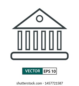 Bank, Home icon vector. Line style. Isolated on white background. Vector Illustration EPS 10