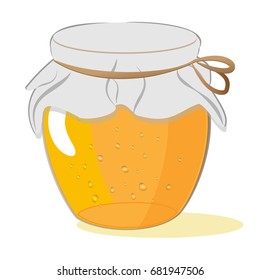 Bank of honey or jam isolated on white background, vector