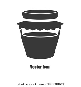 Bank of honey or jam. Vector logotype isolated on white background.