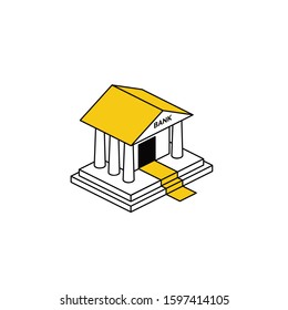 Bank house. Vector line, 3d stroke isometric, color web icon, new flat style. Creative illustration design, abstract idea for infographics.