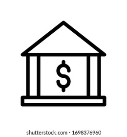 icono de la línea delgada del vector de la casa bancaria 