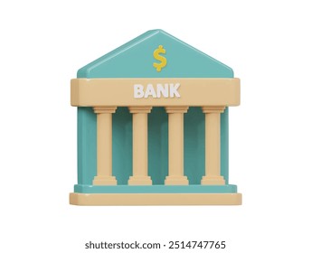 Bank icon 3d render illustration