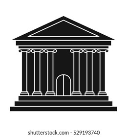 Bank icon in black style isolated on white background. Money and finance symbol stock vector illustration.