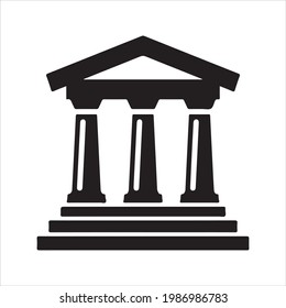 Bank icon, black. Vector and glyph