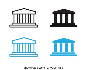 Bank icon black and white vector outline sign