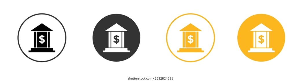 Banksymbol schwarz-weißes Vektorumrisszeichen