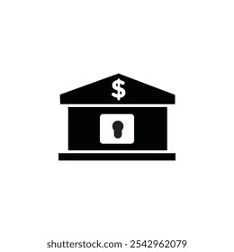 Bank icon black and white vector sign