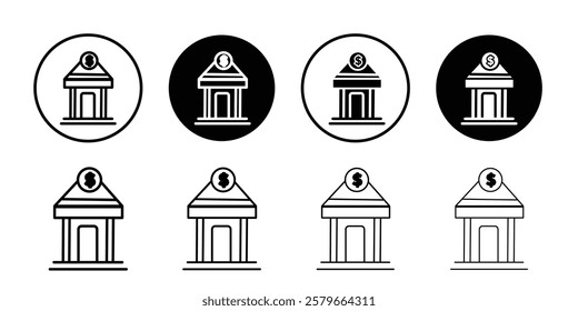 Bank icon black and white vector sign