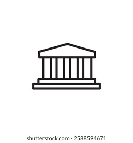 Bank icon black and white vector outline sign