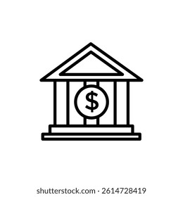 Bank icon black and white vector sign