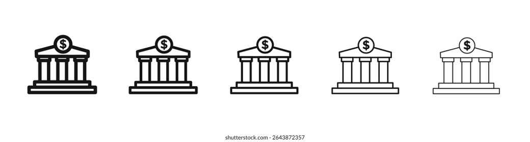 Ícone de banco sinal de vetor preto e branco