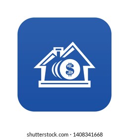 Bank icon blue vector isolated on white background