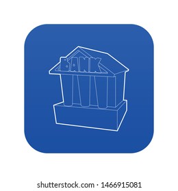 Bank icon blue vector isolated on white background