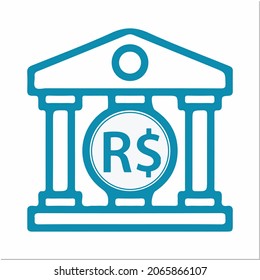 Bank Icon with Brazil currency symbol called Brazilian Real.