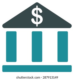 Bank icon from Business Bicolor Set. This flat vector symbol uses soft blue colors, rounded angles, and isolated on a white background.
