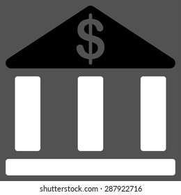 Bank icon from Business Bicolor Set. This flat vector symbol uses black and white colors, rounded angles, and isolated on a gray background.