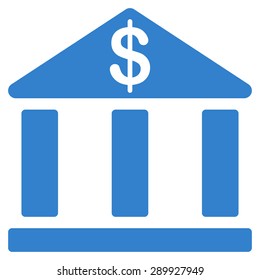 Bank icon from Business Bicolor Set. This flat vector symbol uses cobalt color, rounded angles, and isolated on a white background.
