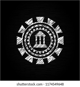 bank icon with chalkboard texture