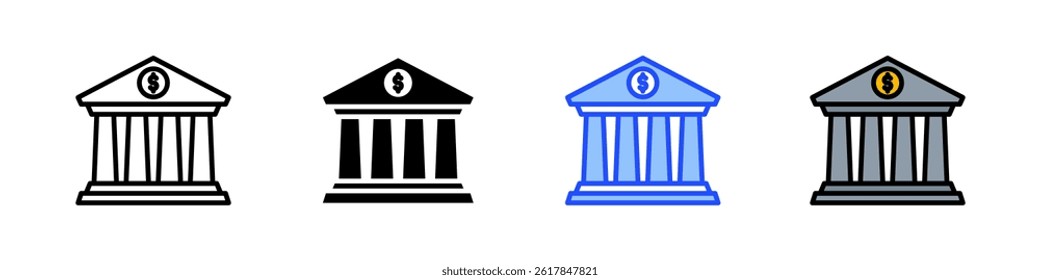 Bank Icon Collection With Multiple Styles
