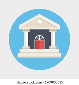 Bank icon colored Vector symbol. Editable stroke. isolated icon on business theme