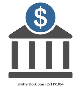 Bank icon from Commerce Set. Vector style: bicolor flat symbol, cobalt and gray colors, rounded angles, white background.