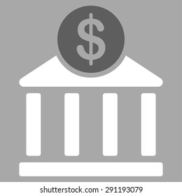Bank icon from Commerce Set. Vector style: bicolor flat symbol, dark gray and white colors, rounded angles, silver background.
