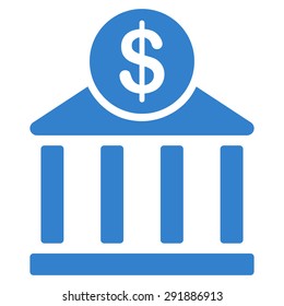 Bank icon from Commerce Set. Vector style: flat symbol, cobalt color, rounded angles, white background.