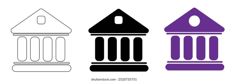 Bank icon design template. Financial institution. Vector icon on white background.