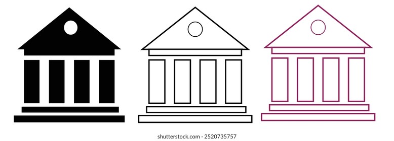 Modelo de design de ícone de banco. Instituição financeira. Ícone de vetor no fundo branco.