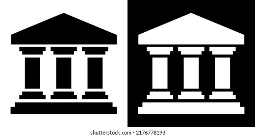 Bank icon or BANK  design template vector illustration , bank symbol isolated white background, building icon or building clipart black and white