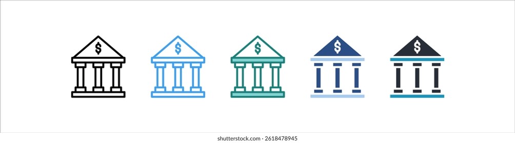 Bank Icon In Different Style Vector