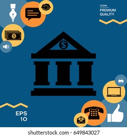 Bank icon with dollar symbol