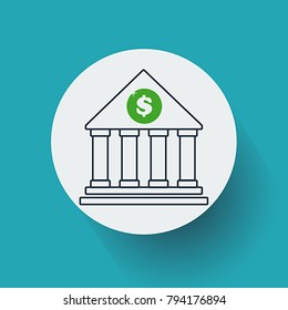 Bank icon with dollar symbol. Vector, illustration eps10