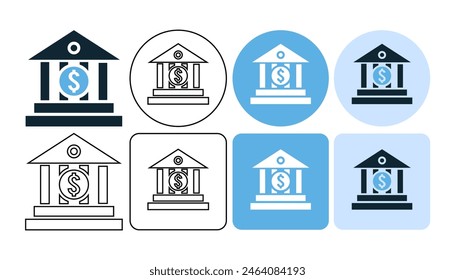 bank icon and dollars, institution icon symbol ui and ux design, glyphs and stroke line icon	
