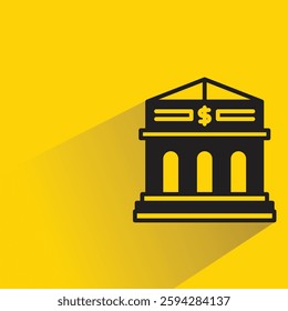 bank icon with drop shadow on yellow background