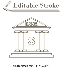Bank Icon. Editable Stroke Simple Design. Vector Illustration.