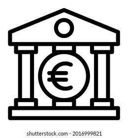 Bank Icon with Euro Symbol