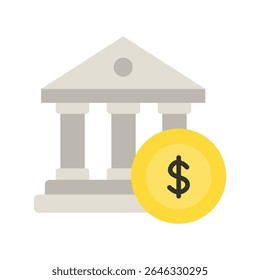 Bank icon. Finance, banking, investments, money, commercial real estate concepts.