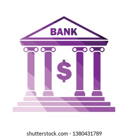 Bank icon. Flat color design. Vector illustration.