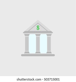 Bank icon, flat design
