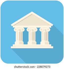 Bank icon (flat design with long shadows)