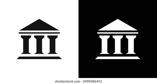 Bank icon flat line symbol set.