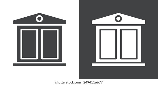Bank icon Flat set in black and white color outline vector