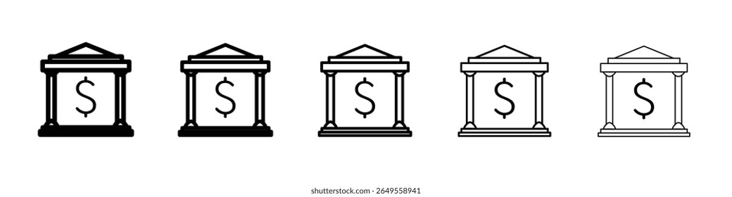 Bank icon flat simple outline logo