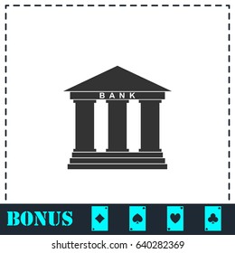 Bank icon flat. Simple vector symbol and bonus icon