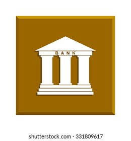 Bank icon in flat style with the building facade with three pillars illustration