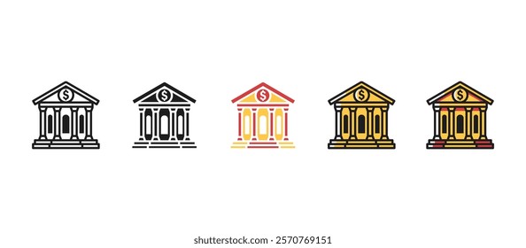 Bank icon in flat style. Ideal for financial institutions, banking services, savings, investment, money, transactions, finance, loans, business, economy, and financial management themes.