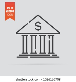 Bank icon in flat style isolated on grey background. For your design, logo. Vector illustration.