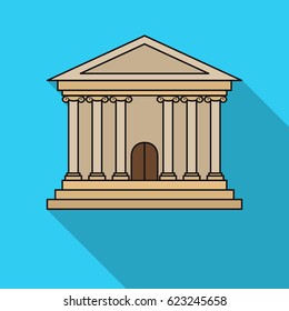 Bank icon in flat style isolated on white background. Money and finance symbol stock vector illustration.